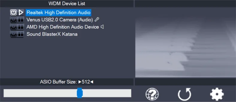 Official ASIO4ALL control panel showing Windows audio devices