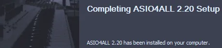 Official ASIO4ALL installer completion screen